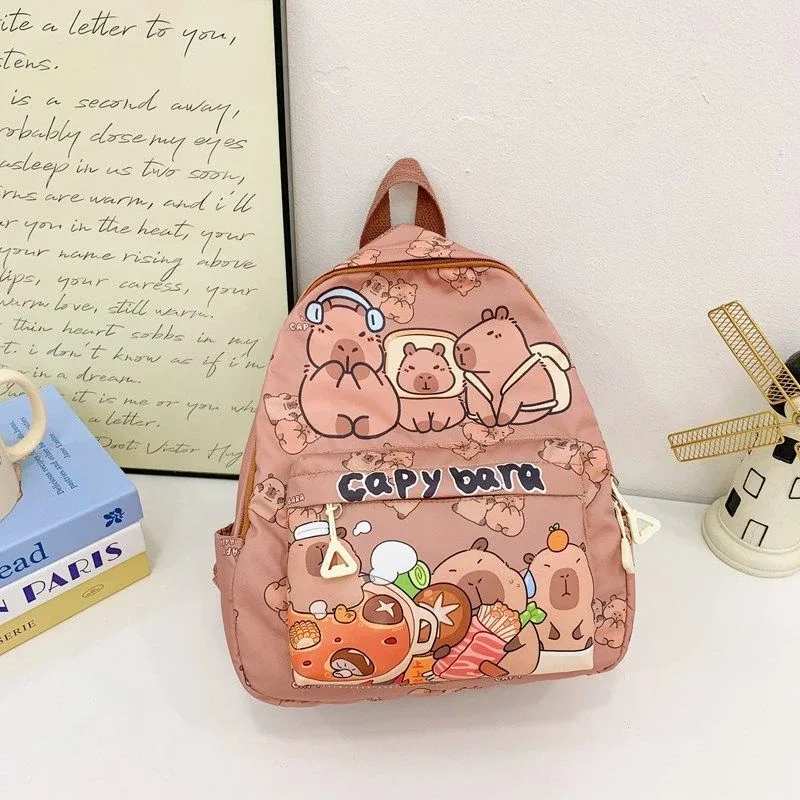nouveau sac à dos kawaii capybara dessin animé 2026 pour femmes et filles, ultra-léger, cartable pour maternelle et élèves du primaire, motif simple, sac de livres