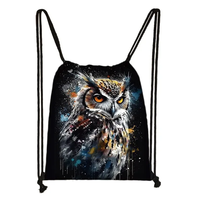 sac à dos imprimé animal théâtre l loup éléphant cheval, sacs à cordon de proximité pour femmes, sac de rangement mode pour adolescentes, sacs à livres kawaii pour filles, cadeau