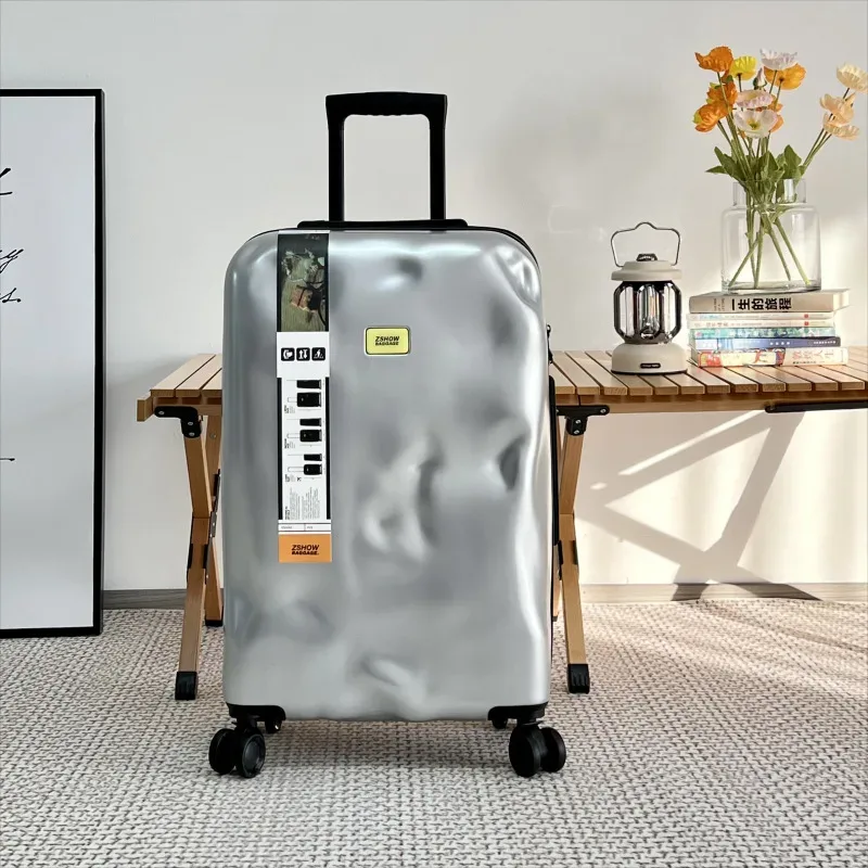 valise à roulettes concave-convexe, bagage cabine 20 pouces, valise de voyage, valise à code pour étudiants, bagage de forme irrégulière 28 pouces