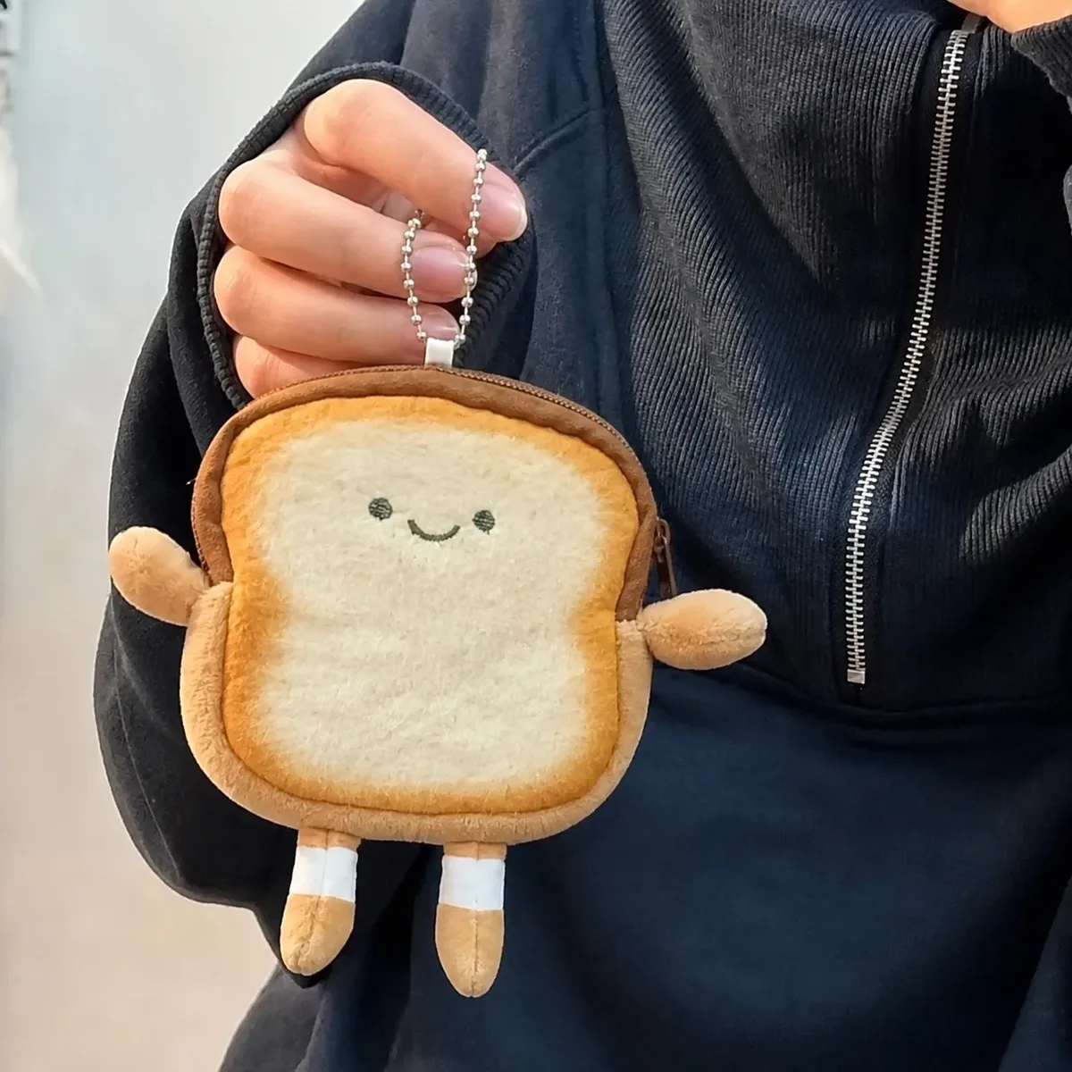 porte-monnaie pain grillé de dessin animé, mini pochette de rangement légère pour pièces de monnaie, écouteurs et clés, petit sac de maquillage mignon comme cadeaux pour filles