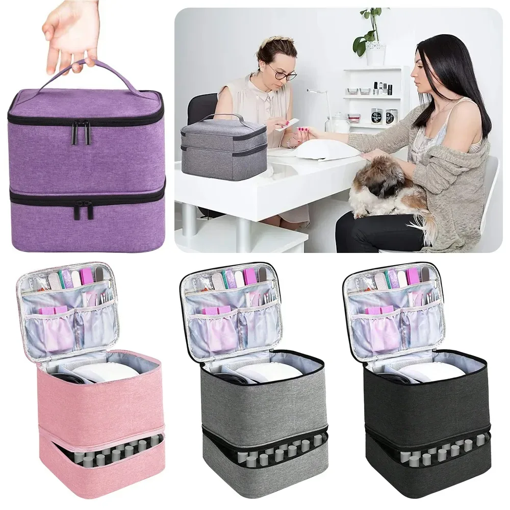 sac de rangement portable pour vernis à ongles, 30 compartiments, double couche, avec poignée, sac pour huiles essentielles