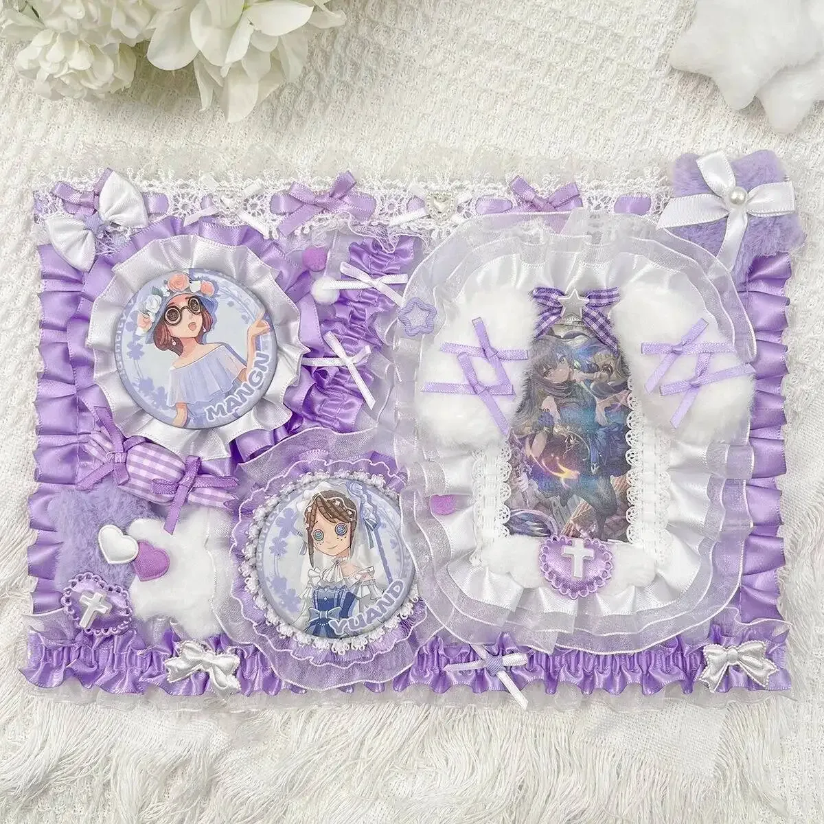 accessoires pour sac ita : porte-cartes et porte-badges anime, organisateur de broches et épingles en ruban et dentelle, insert décoratif pour sac ita, présentoir et rangement pour badges