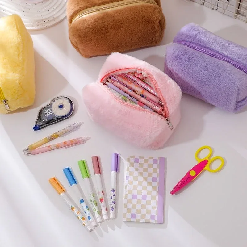 sac de maquillage en peluche grande capacité avec fermeture éclair, pochette portable pour voyage, organisateur de toilette pour femmes et filles, rangement quotidien en extérieur