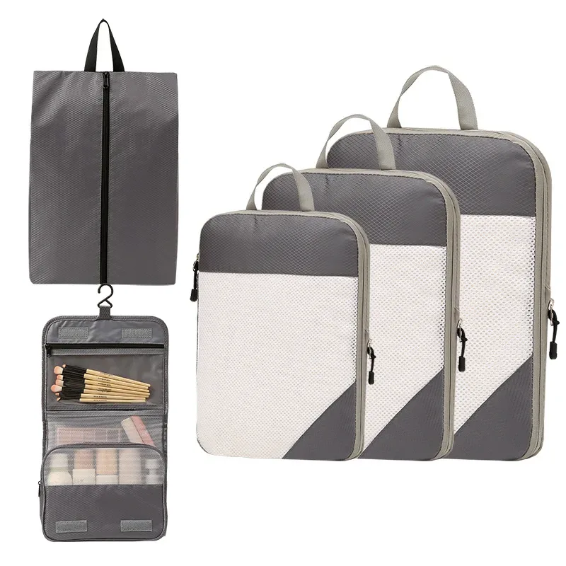 sac de rangement de voyage pour placard, bagages de voyage pour vêtements, chaussures, articles de toilette, cosmétiques, cubes d'emballage anti-poussière, sac de compression