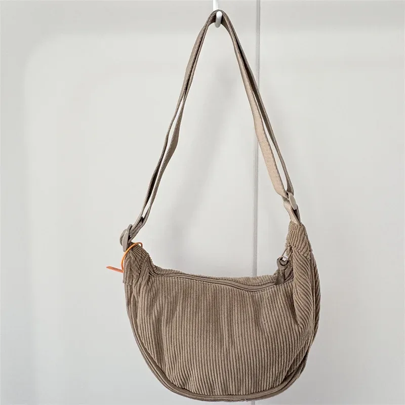 sac à bandoulière hobos en velours côtelé pour femmes, couleur unie, rétro décontracté, sacs à bandoulière pour dames, sacs à main de voyage quotidiens, sacoche