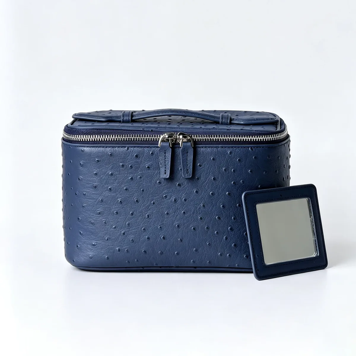 sac à cosmétiques en cuir véritable à motif d'autruche, nouveau sac de luxe en cuir de vachette de première qualité, grande capacité, portable, pour le voyage, étui de rangement pour la beauté