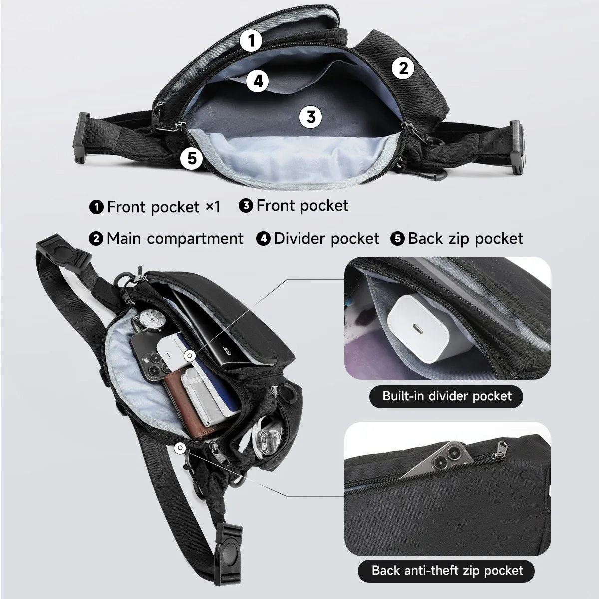 tigernu sacs de poitrine sac à bandoulière pour hommes sacs banane pour hommes sac de hanche sac à bandoulière hommes sac à bandoulière seins pour hommes sacs tactiques mâle