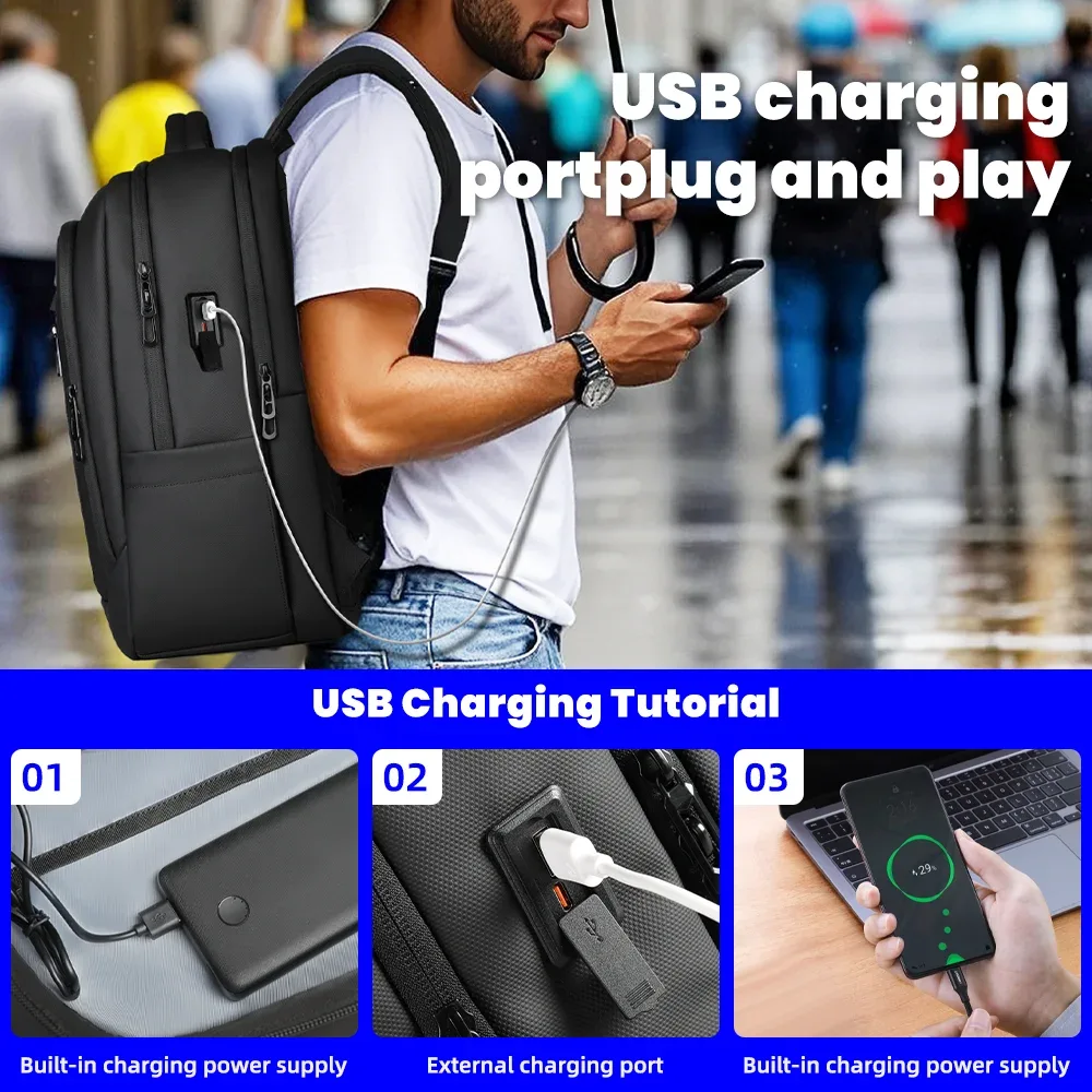 heroic knight business sac à dos pour homme grande capacité 17 pouces sac à dos pour ordinateur portable usb sac à dos de voyage étanche sacs d'école pour homme