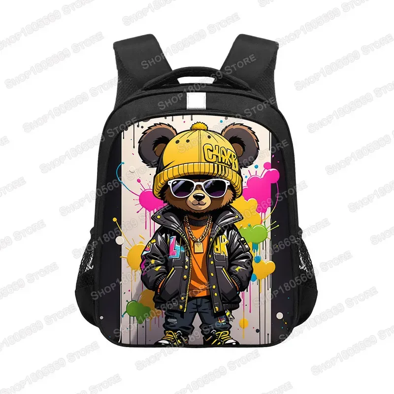 sac à dos kawaii graffiti bear print pour enfants, sac à dos de voyage pour adolescents, hip hop, sacs d'école pour enfants, cadeau pour enfants de 3 à 18 ans, 14 po, 16 po