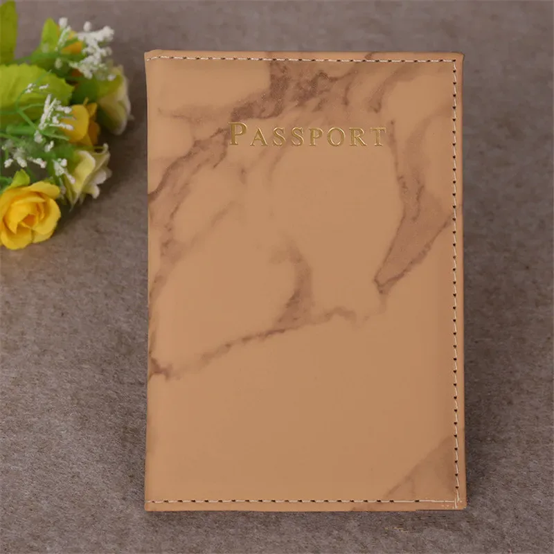 mode femmes hommes passeport couverture en cuir pu marbre style voyage id carte de crédit porte-passeport paquet portefeuille sac à main sacs pochette