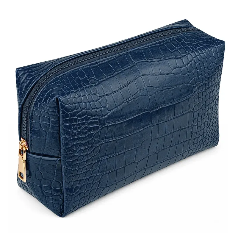 sac à cosmétiques de luxe en cuir de crocodile, motif personnalisé, sac de voyage portable pour femme, grande capacité, sac de rangement, cadeau tendance