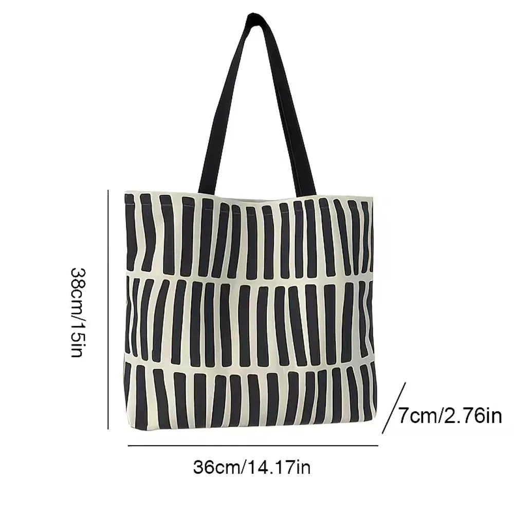 sac à bandoulière en toile rayée de grande capacité, léger avec plusieurs compartiments, fermeture à glissière, peut être utilisé comme sac pour ordinateur portable, sac de courses, sac de voyage, multifonctionnel et d
