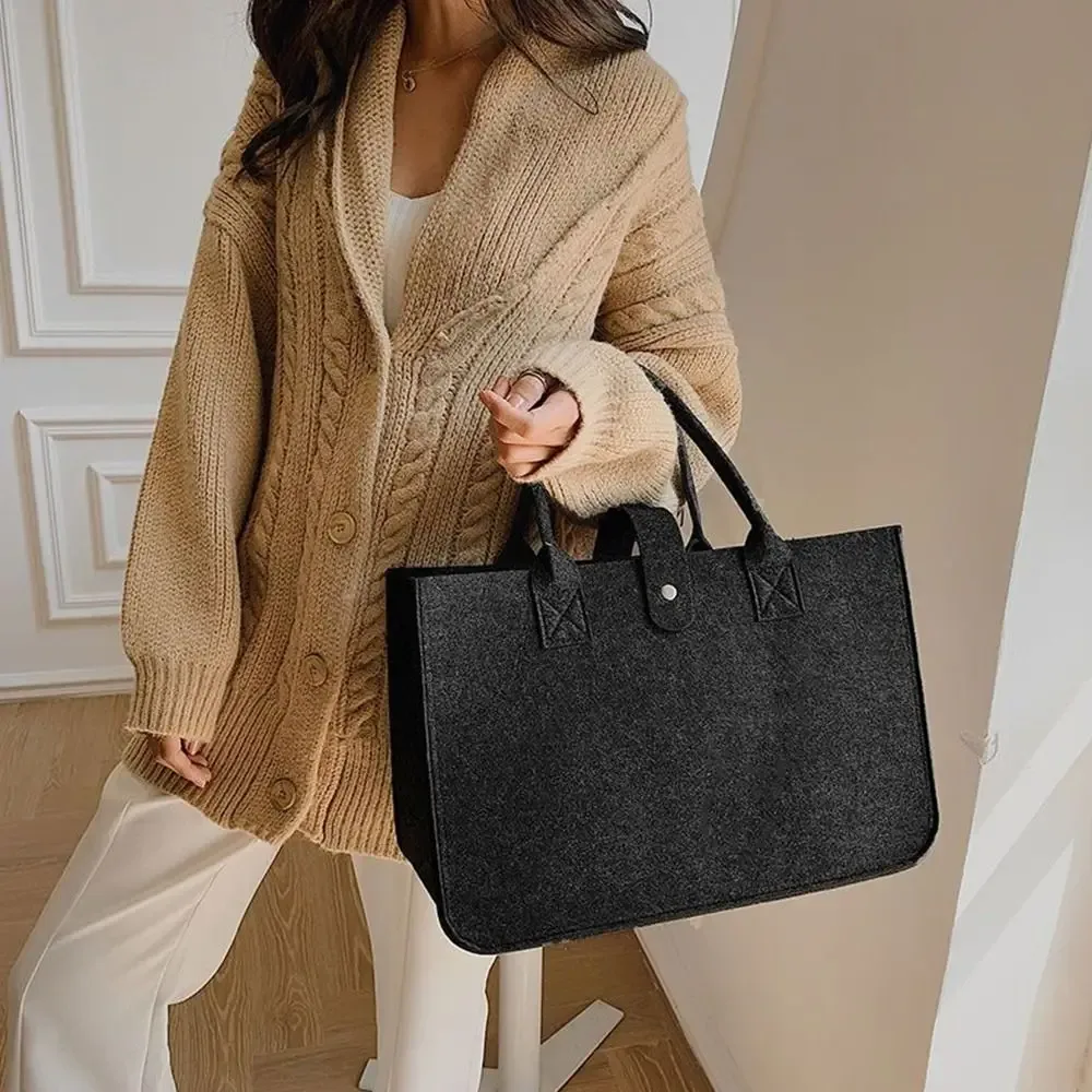 sac momie portable de grande capacité pour femmes, sac à bandoulière en feutre simple, sacoche de couleur unie, sac à main de voyage décontracté