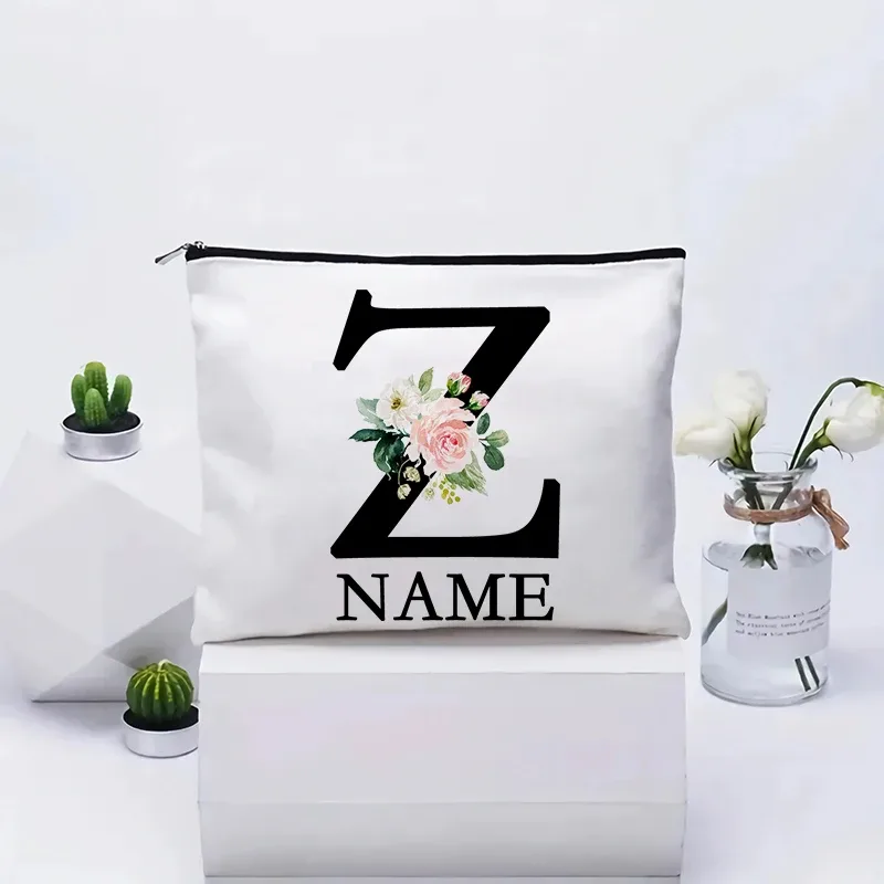 trousse de maquillage personnalisée avec nom, trousse de maquillage de voyage, trousse de maquillage de mariage, pochette cosmétique en toile pour fête, organisateur, cadeaux pour femme