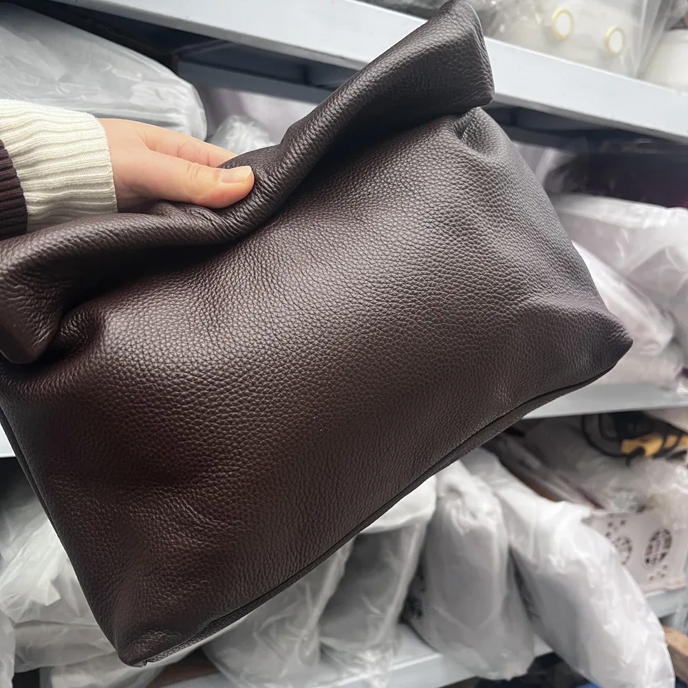 sac à main en cuir de vachette 100% authentique, sac à main pliable de haute qualité pour femmes, sac à main de créateur simple avec poignée magnétique