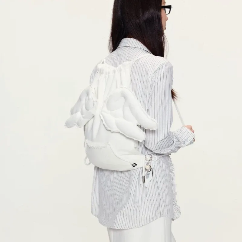 sac à dos pour filles, mode coréenne, sweet wing, décontracté, nouveau sac à dos blanc, sacs pour femmes à l'aspect féminin coréen