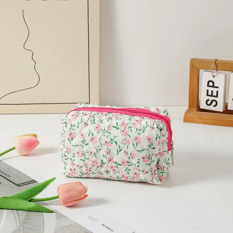 sac de rangement portable imprimé petite fleur, trousse de maquillage de voyage, trousse de toilette pour femmes et filles
