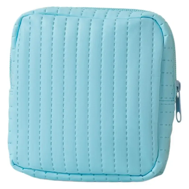 pochette en cuir de couleur bonbon pour serviettes hygiéniques, petite trousse de maquillage pour femmes, sacs organisateurs pour rouge à lèvres, câble de données, écouteurs, porte-monnaie à fermeture éclair