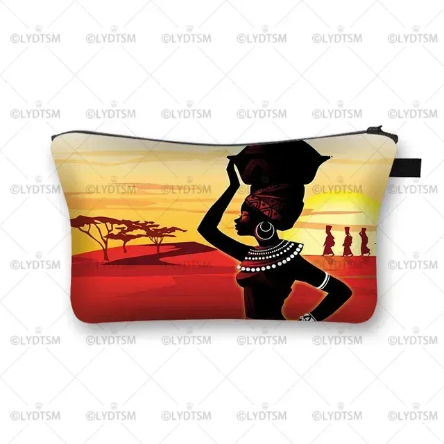 trousse à cosmétiques imprimée pour femmes africaines, sacs de maquillage pour dames afro, étui à cosmétiques pour filles, rangement portable pour rouge à lèvres, sacs de voyage, mode