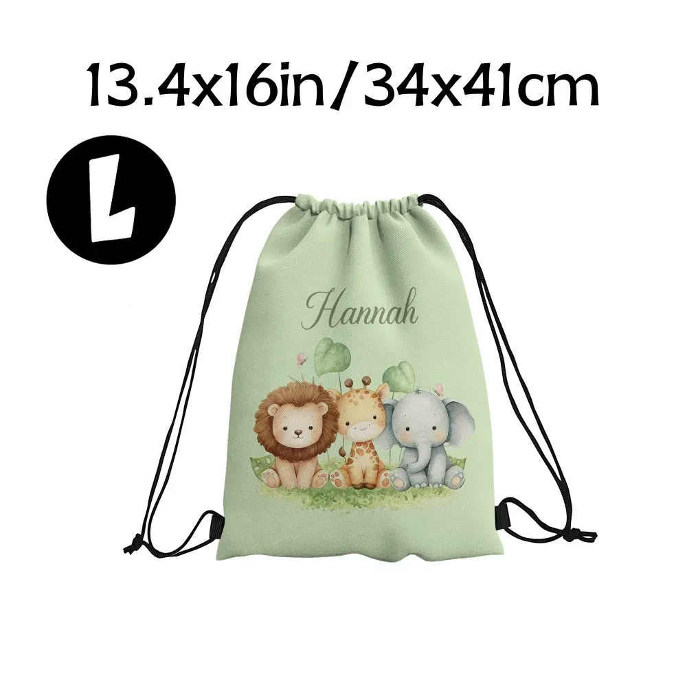 sac à dos à cordon de serrage sur le thème des animaux mignons, avec nom/texte personnalisé, sac de sport personnalisé, sac de voyage léger, sac de rangement pour salle de sport, 1 pièce