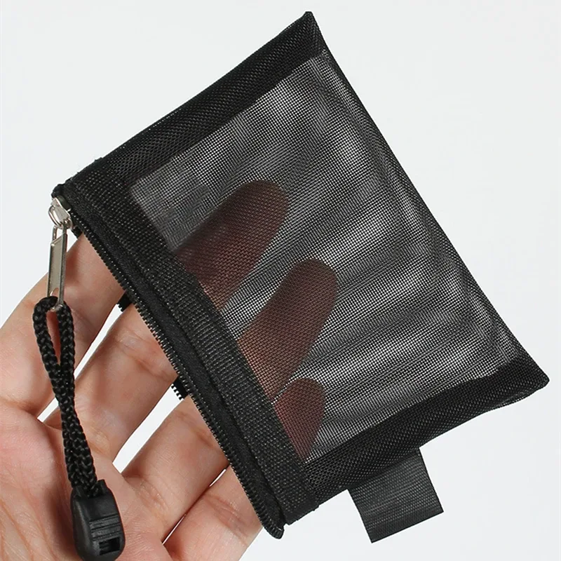 sacs de rangement de cartes en maille de nylon, mini grille transparente, porte-carte de crédit, pochette à fermeture éclair, petit portefeuille de monnaie de voyage, sac de fichiers
