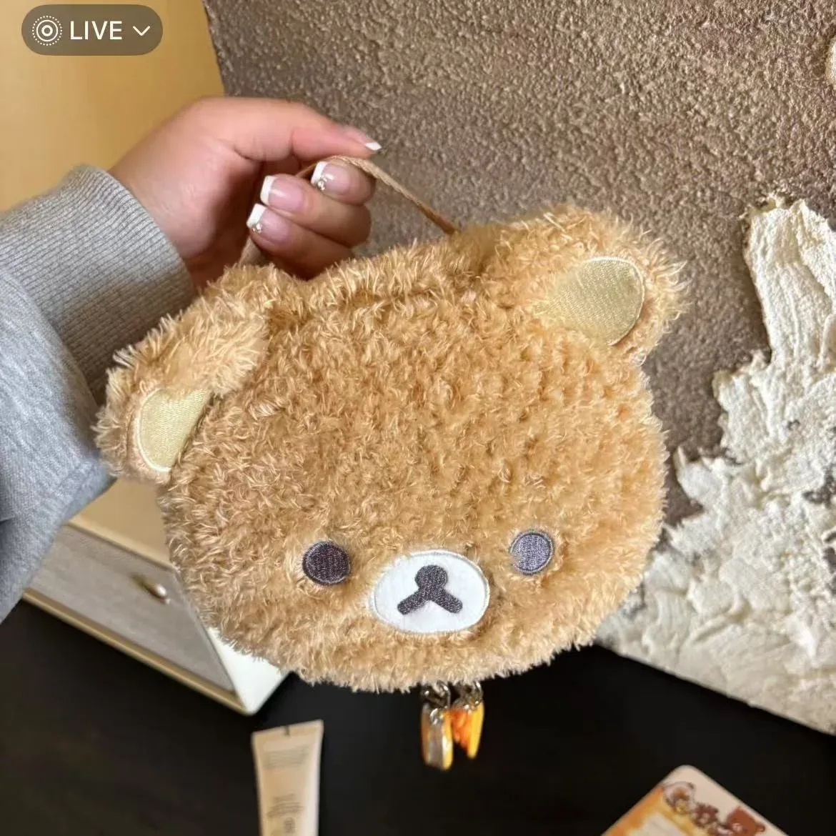 trousse de maquillage en peluche ours anime relaxant, sac cosmétique mignon kawaii, organisateur de toilette, sac de rangement pour bijoux et appareil photo ccd, cadeau, ventes flash