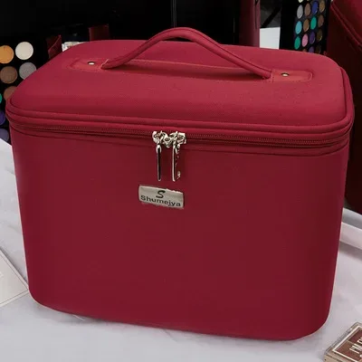 trousse à cosmétiques imperméable en tissu oxford, sac à cosmétiques multicouche de grande capacité, sac à bandoulière portable pour femme