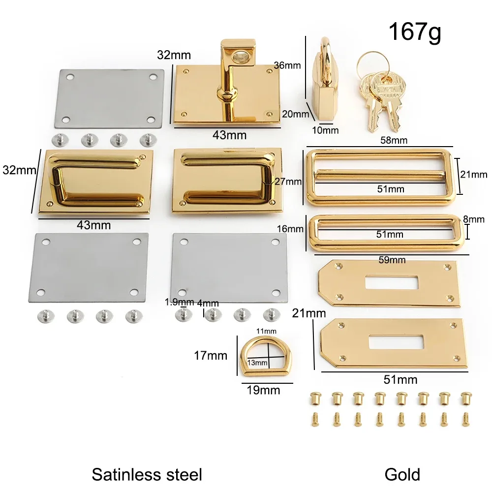 cadenas métal argent doré remplacement sac main serrure twist lock haute qualité usage voyage décoratif