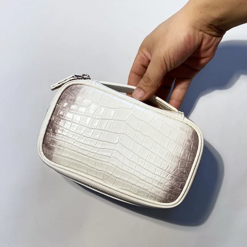 personnaliser les initiales en cuir véritable boîte d'affaires de voyage sacs de maquillage pour les femmes sacs à main et sacs à main de luxe 2026 nouveau dans le sac organisateur de motif de crocodile en peau de vach