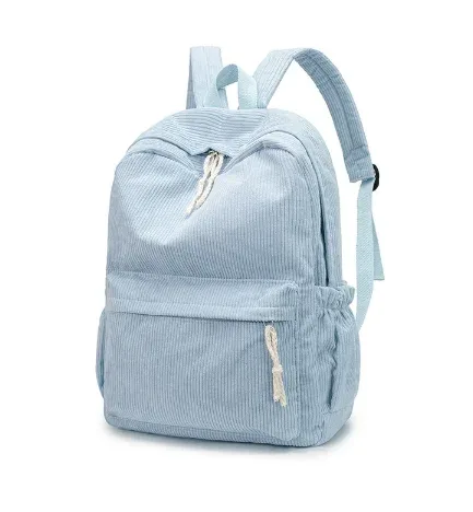 sac dos velours côtelé broderie personnalisation voyage grande capacité pliable extensible poche intérieure poche extérieure bandoulière arquée fermeture éclair