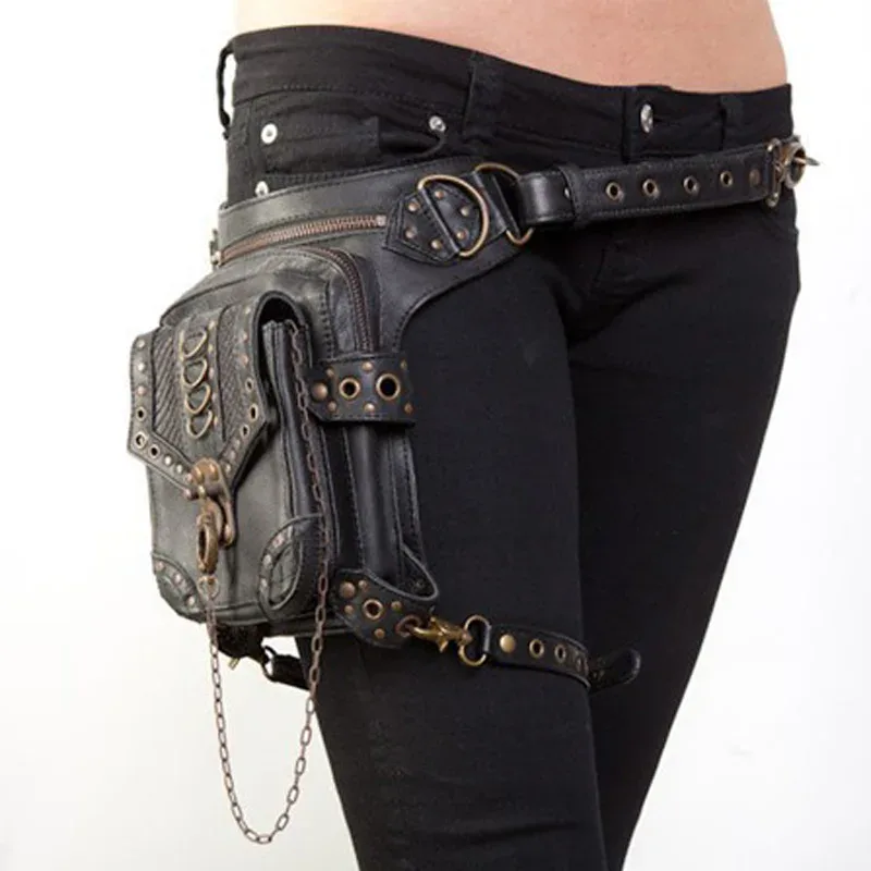 steampunk taille jambe sacs femmes hommes style victorien étui sac moto cuisse hanche ceinture packs messager sacs à bandoulière