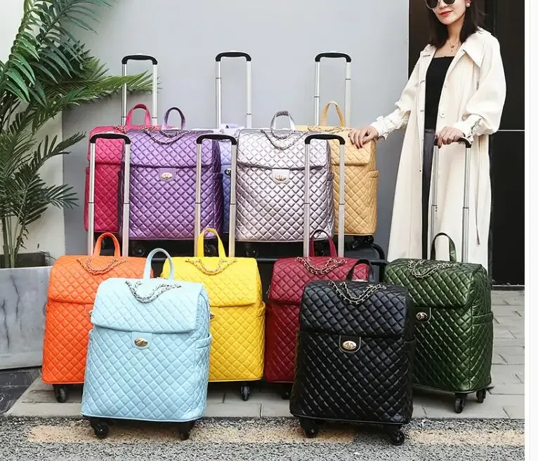 sac à bagages à roulettes en pu pour femme, bagage à roulettes, valise à roulettes, cabine, voyage, nouveau, 2020