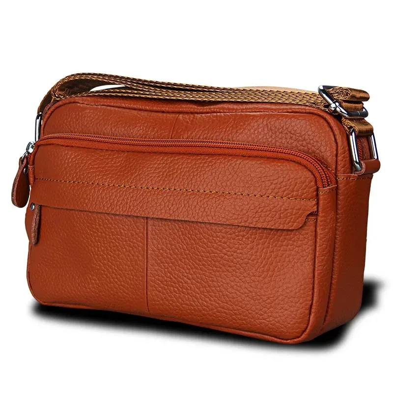 sacs à main en cuir de vache group pour femme, sacoche à fermeture éclair, poche souple pour téléphone, bandoulière de haute qualité