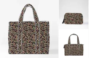 grand sac de voyage matelassé pour femmes, sac de week-end, imprimé floral, coton, sac de voyage pour la nuit, sac de sport