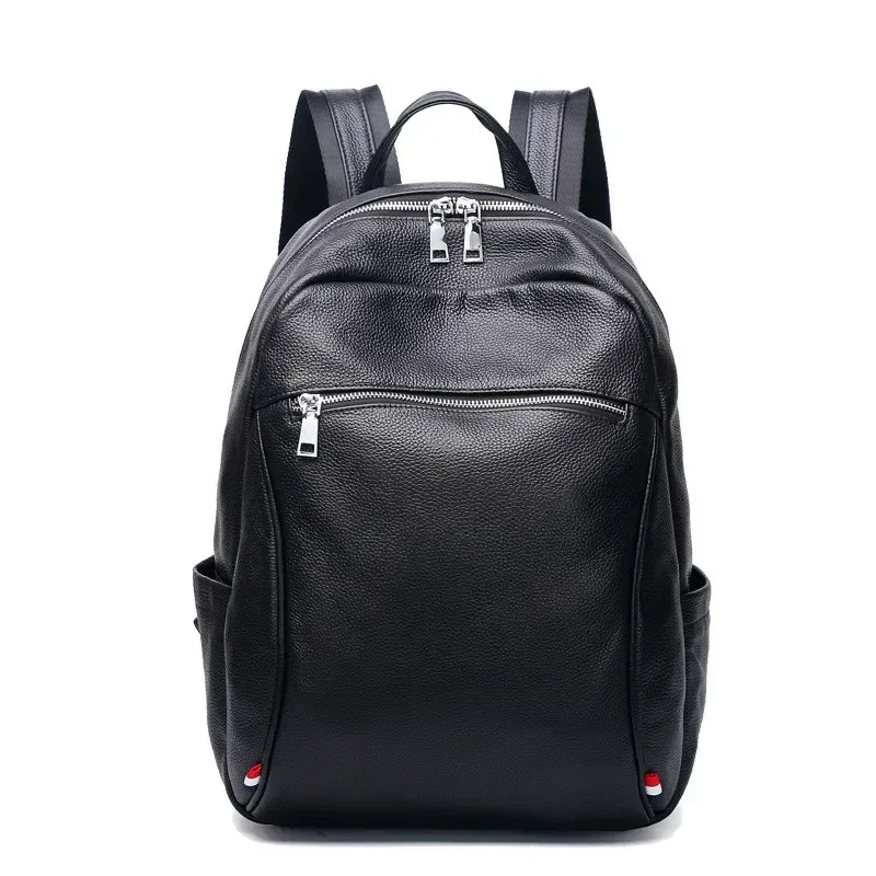 sac à dos pour homme en cuir de vache véritable noir tendance 2026, sac à dos pour ordinateur portable, sac d'affaires pour homme, sac à dos de haute qualité pour adolescents