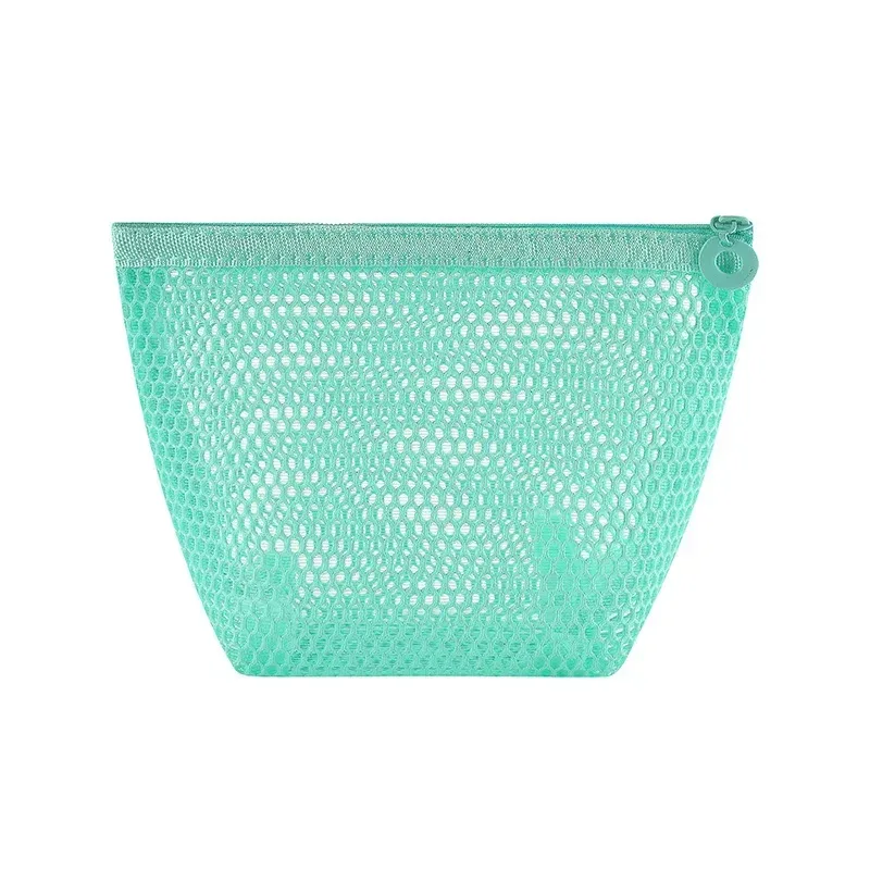 petit sac de maquillage en maille pour femmes, pochette carrée transparente et légère, organisateur de cosmétiques de voyage pour rouge à lèvres et étui à coussin