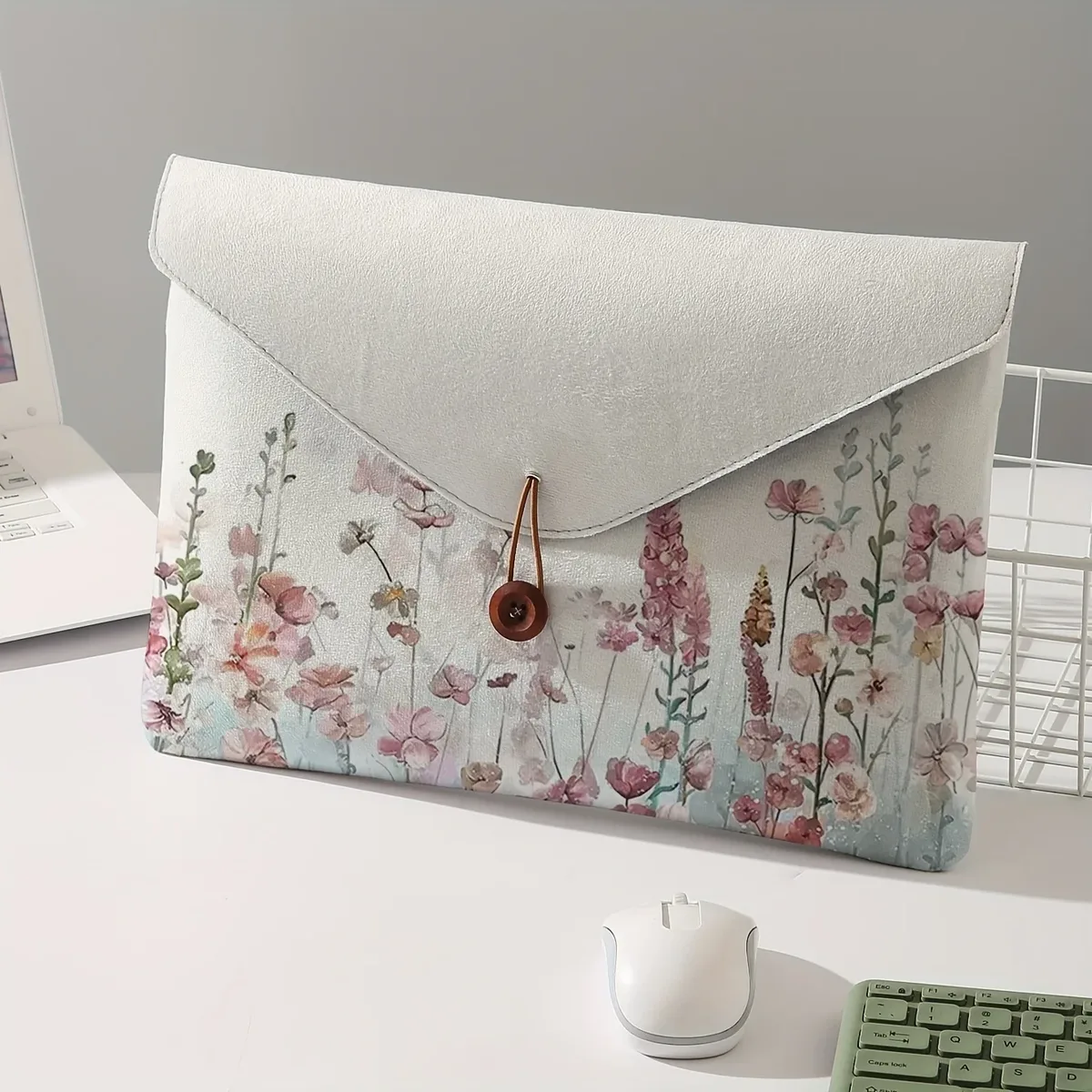 sac pour ordinateur portable à motif imprimé floral avec housse en tissu souple pour ordinateur portable, adapté au rangement à couverture souple pour ordinateur portable et au sac de rangement pour tablette