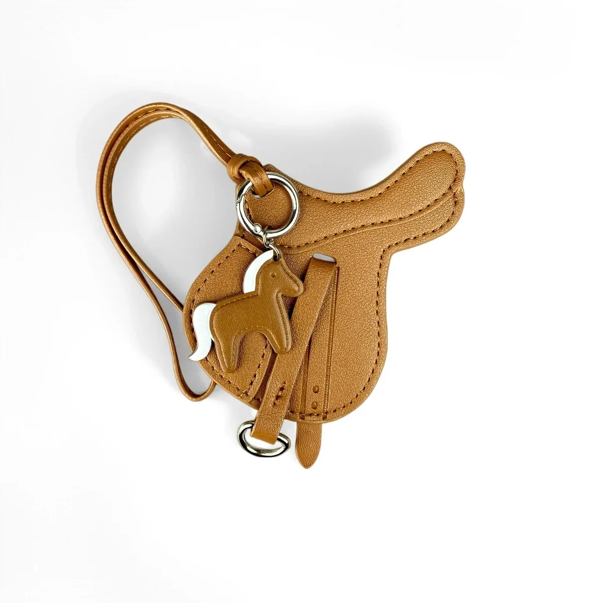 breloque de sac en cuir pu faite à la main avec petit pendentif cheval – cadeau équestre élégant et unique pour sac à main, porte-clés et sac à dos