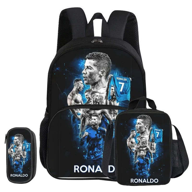 sac dos nylon noir rouge vert sport football trophées ronaldo identité visuelle unisexe voyage école université tranche intermédiaire informatique