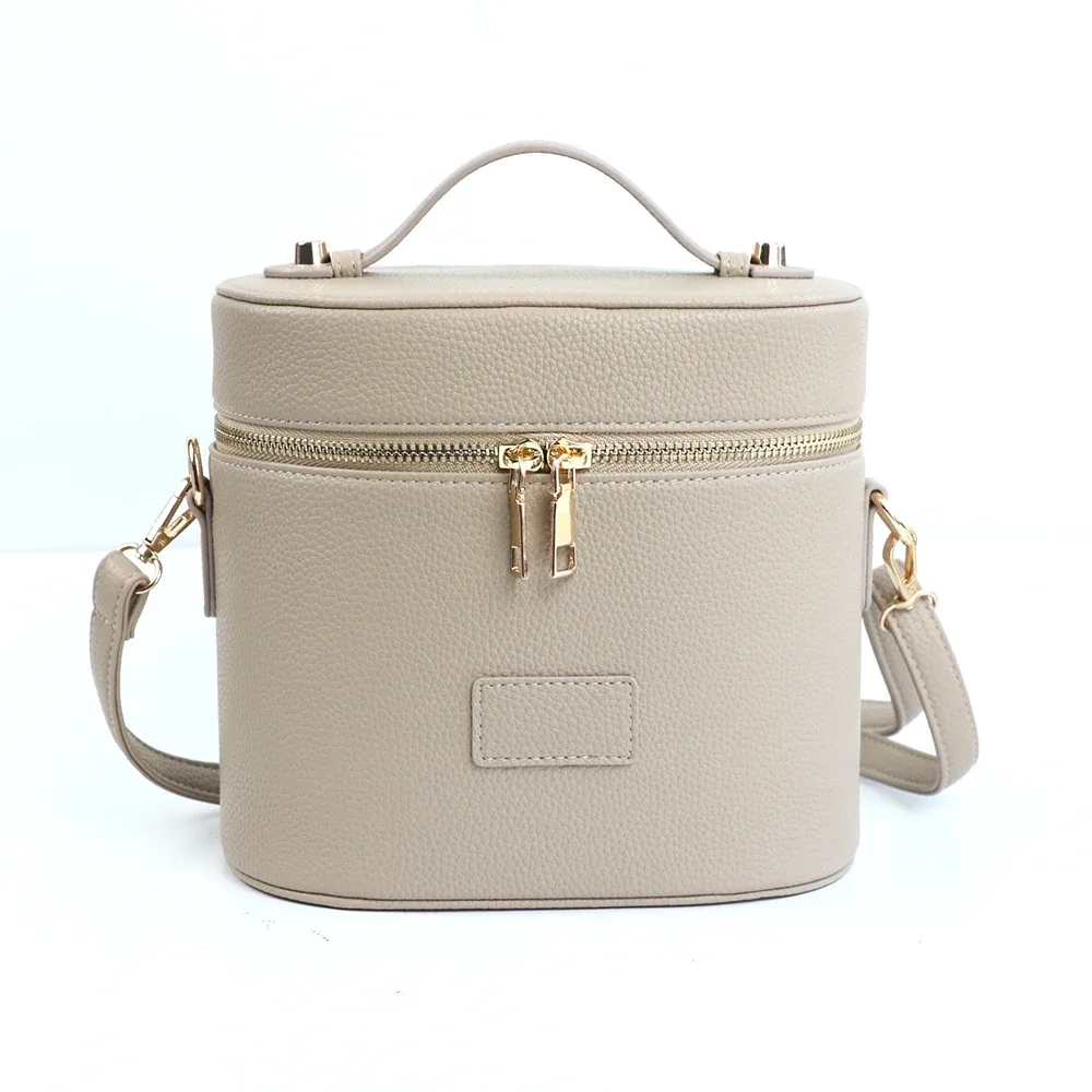sac cosmétique en cuir personnalisable avec bandoulière - grande capacité, étanche, portable, avec compartiment amovible