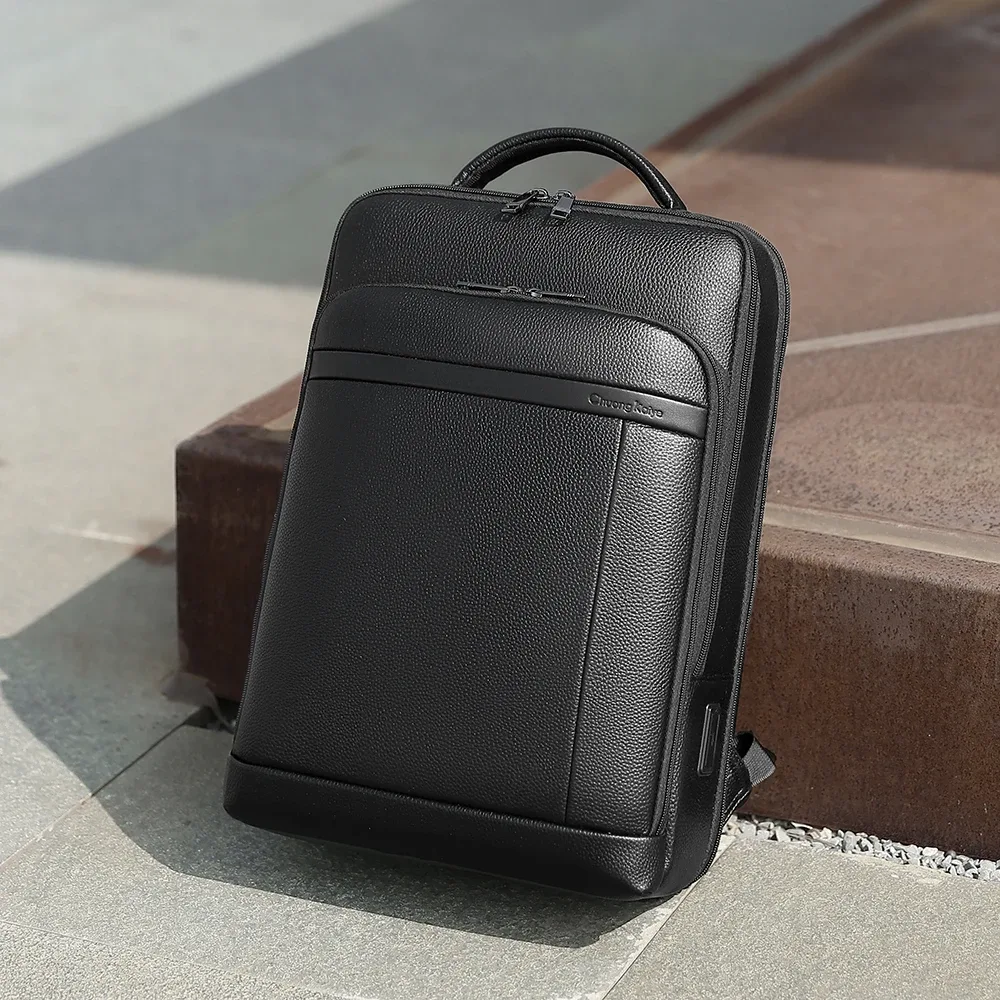 nouveau sac à dos en cuir véritable pour homme avec port usb, grande capacité, sac pour ordinateur, sac à dos de voyage multifonctionnel tendance, 100% cuir de vache