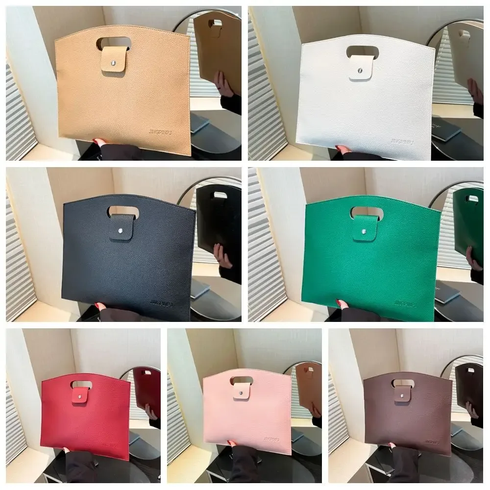 sac de bureau élégant en pu, grande capacité, sac pour ordinateur portable, sac à main, sac de classement de couleur unie pour filles