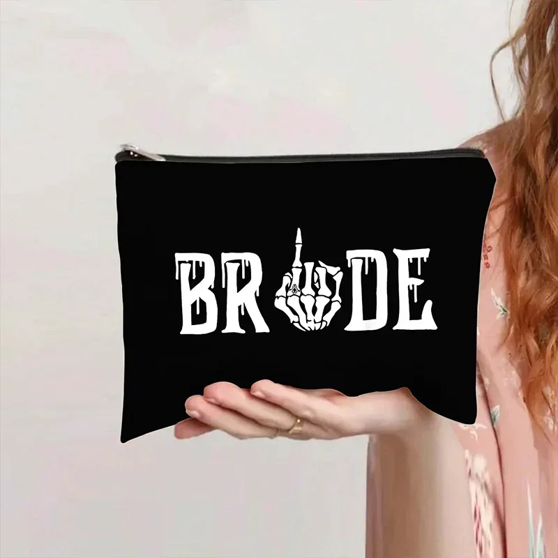 sacs de maquillage en toile imprimée à lettres, best-sellers, sacs de rangement artistiques et de niche pour cosmétiques de voyage portables, pochette zippée
