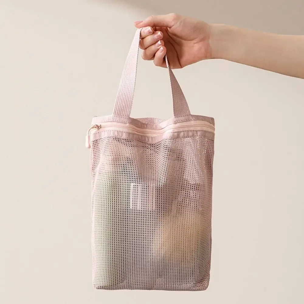 trousse de toilette portable décontractée 26x23cm avec fermeture éclair, sac cosmétique à main, pochette de rangement en maille pour voyages d'affaires et déplacements