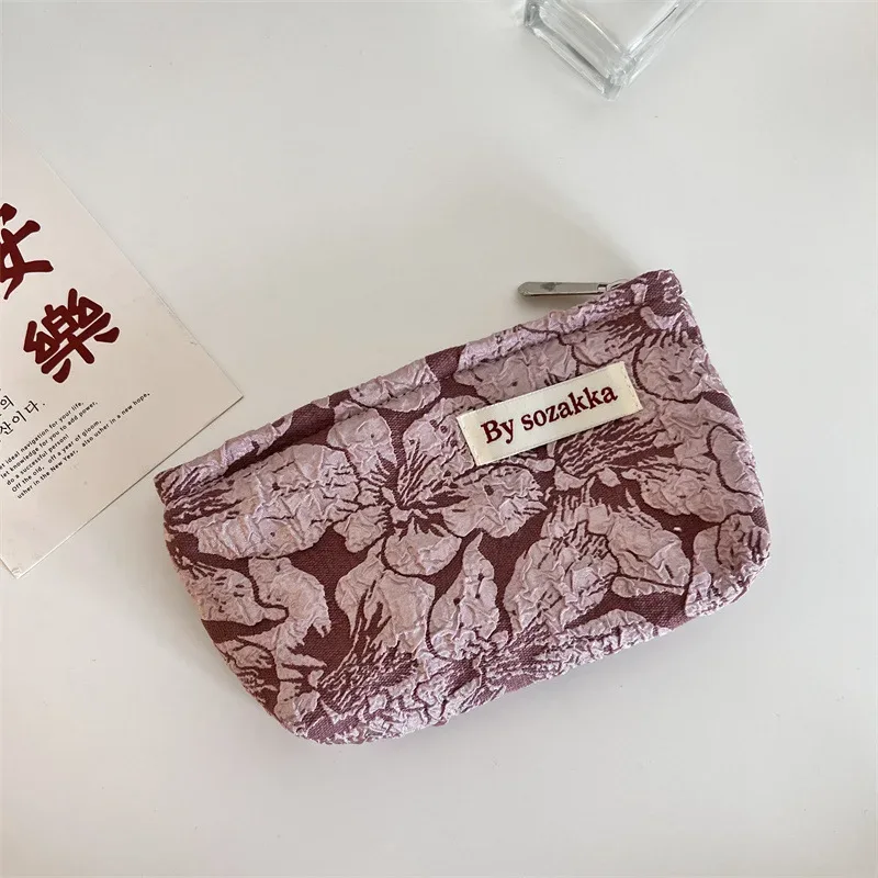 trousse de maquillage à fermeture éclair pour femmes, nouveaux sacs à cosmétiques, organiseurs, instituts floraux, stockage de poudres, trousse de maquillage, voyage
