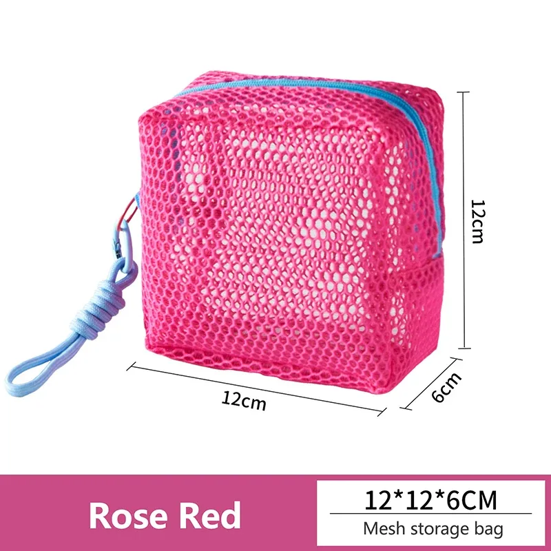 trousse de maquillage portable en maille couleur dopamine, sac de rangement pour cosmétiques, pochette de toilette en maille pour femmes, organisateur de rangement pour articles divers