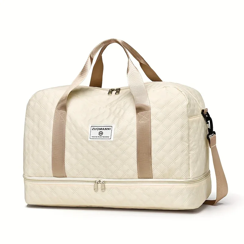 sac de voyage décontracté en nylon, grande capacité pour le sport et le fitness, sac de week-end portable à plusieurs poches pour la nuit.