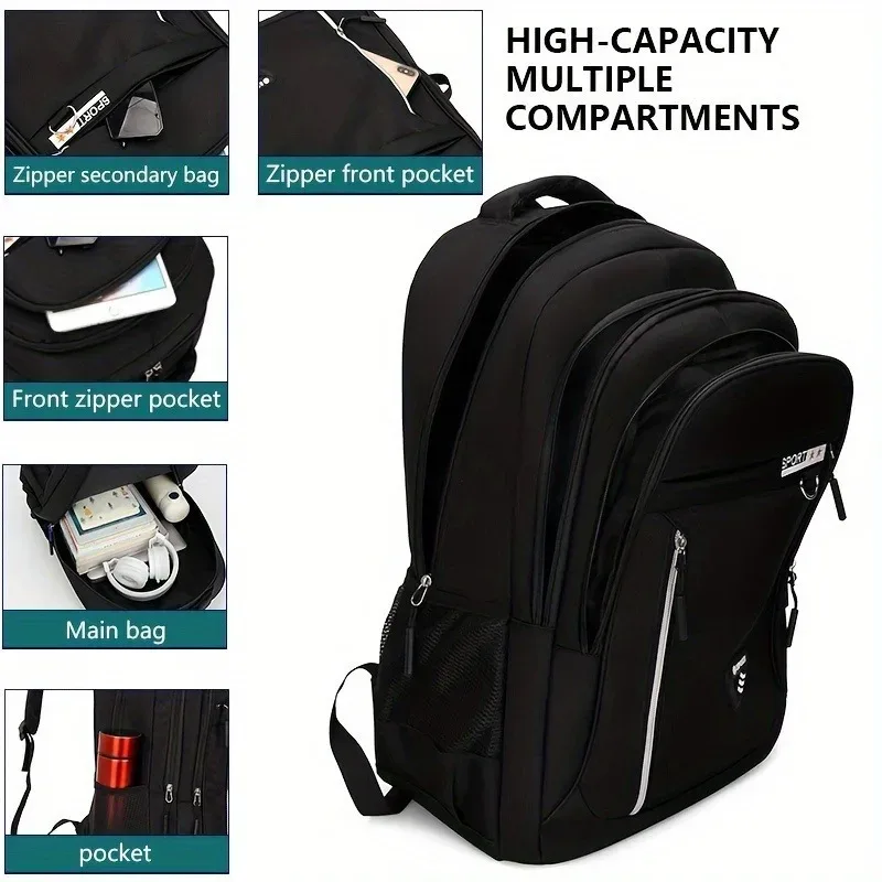 sac à dos pour ordinateur portable résistant à l'eau, grande capacité, multi-poches, sac à dos de sport oxford, sac à dos pour homme, étudiant, voyage, école, quotidien