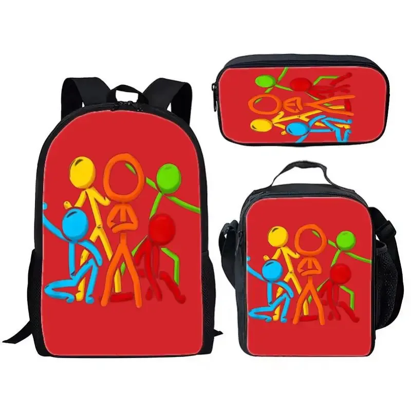luxe populaire drôle alan becker impression 3d 3 pièces/ensemble sacs d'école pour élèves sac à dos pour ordinateur portable sac à dos sac à déjeuner à bandoulière trousse à crayons