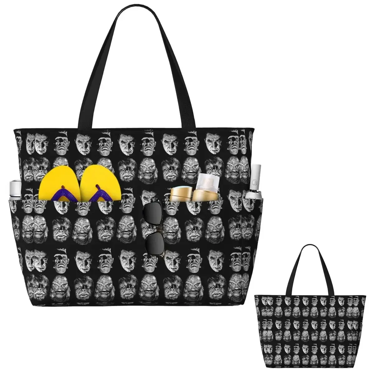 sac fourre-tout de plage universal studios, monsters, dracula, wolfman, frankenstein, grand sac de sport, de yoga, de voyage pour femme